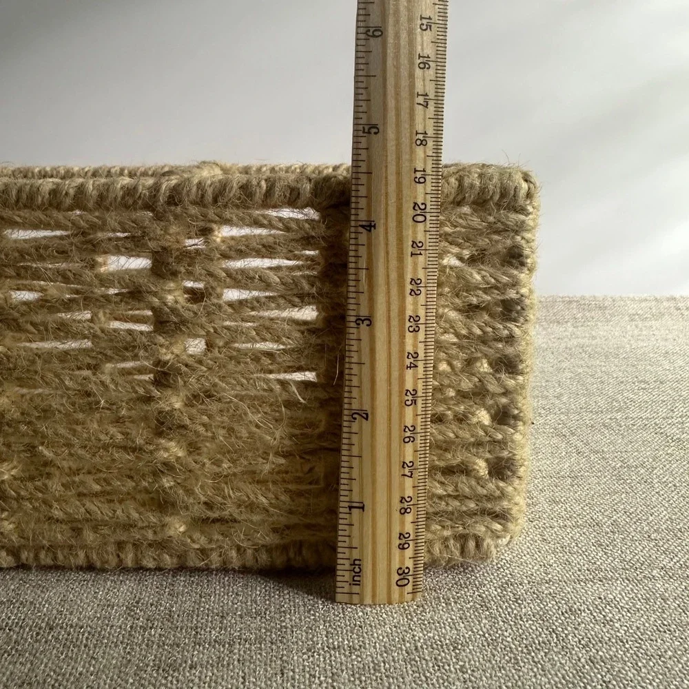 Woven Jute Desk Organizer Basket Rustic Boho Bathroom Vanity Storage Bin